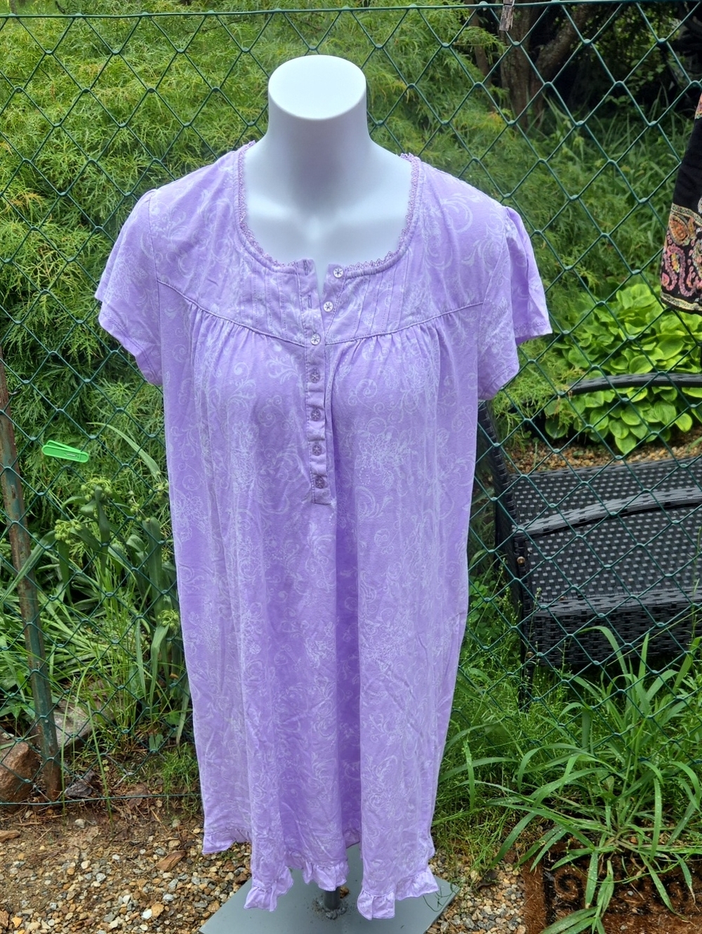 croft & barrow Lavender Short-Sleeve Button Yoke Tunic